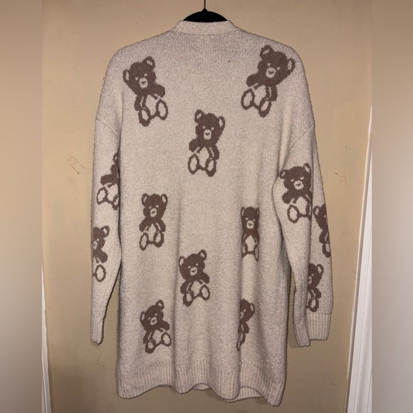 Hippie Rose Beige Oversized Cardigan with Adorable Bear Design XL - Picture 3 of 8